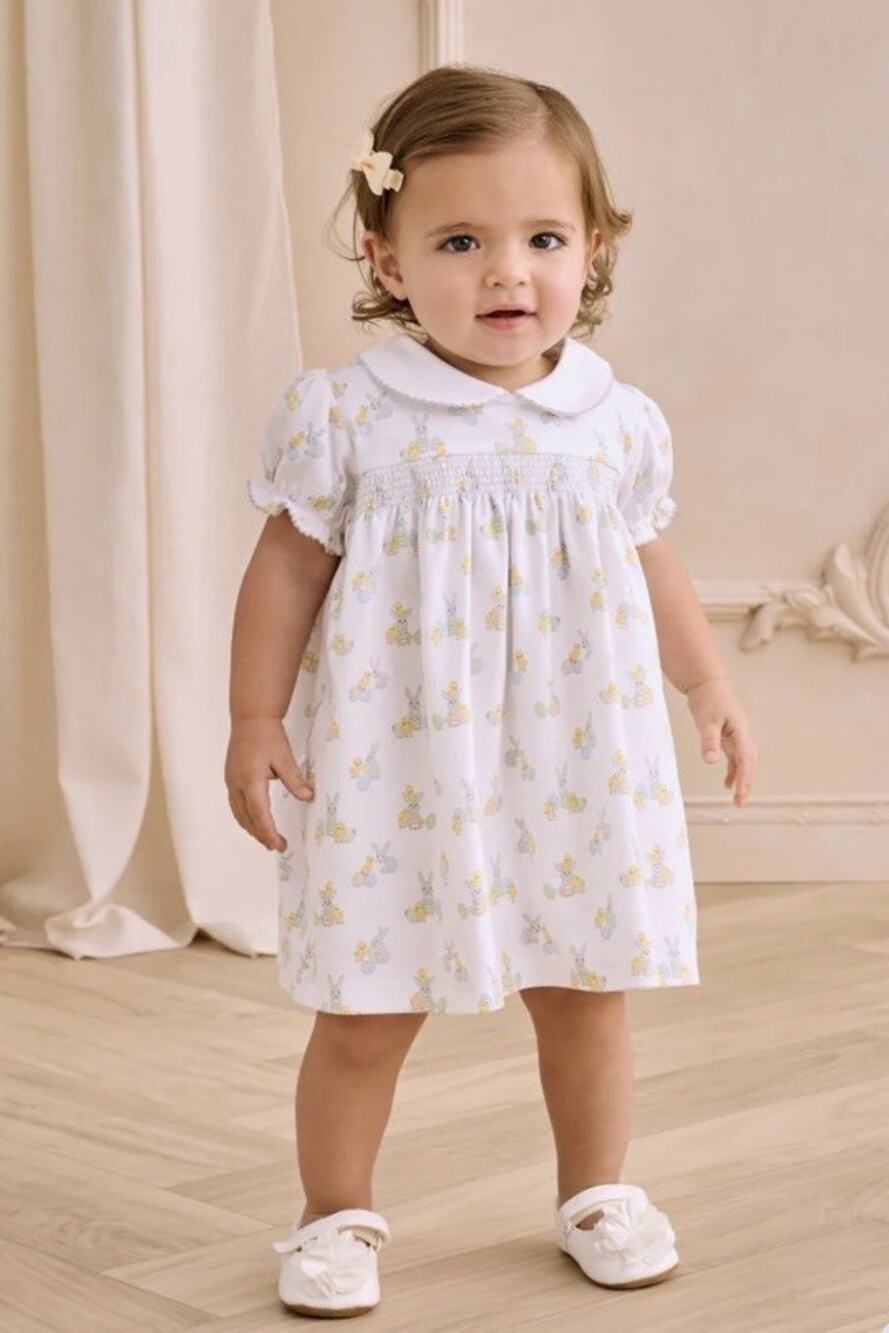 Kissy Kissy Smocked Easter Pima Cotton Peter Pan Collared Dress 6-9 Months NWT